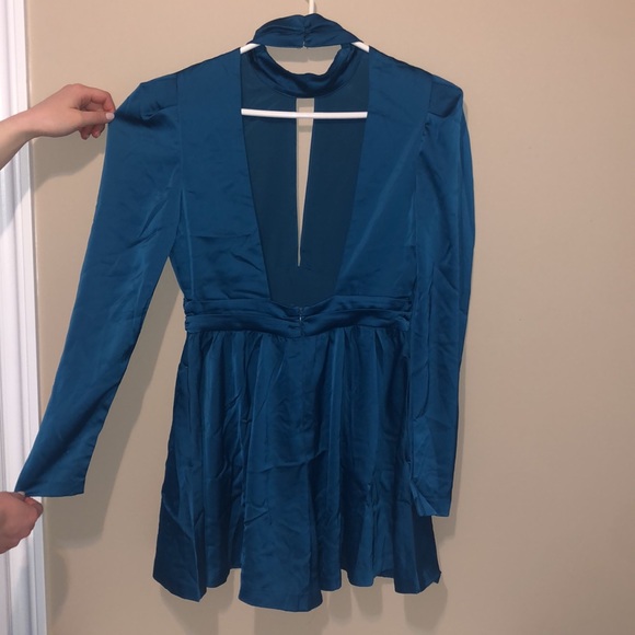 Dynamite Jodie Mock Neck Satin Short Romper - Picture 2 of 5